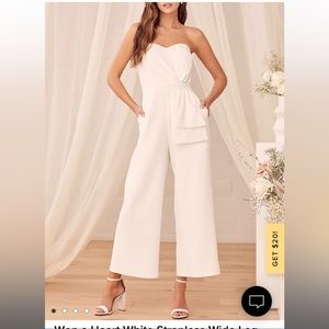Lulu’s white strapless jumpsuit